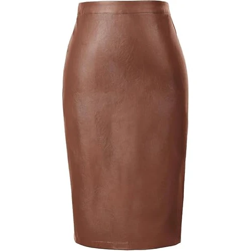 Limited offer: Belle Poque Vintage Leather Skirts High Waist Knee Length Bodycon Skirts Office Work Dress Pencil Skirt from 34.78 EUR to 14.99 EUR (save 57%)