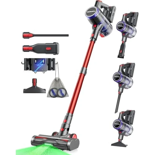 Offre limitée : VACTechPro 48000Pa/550W/70Min Aspirateur Balai sans Fil, 1.6L Aspirateur sans Fil avec Filtration à 8 Couches, Très Silencieux Aspirateur avec Brosse à Sol Anti-Tangle, Aspirateur Balai, Rouge de 119.99 € à 119.99 € (0.00% de remise)