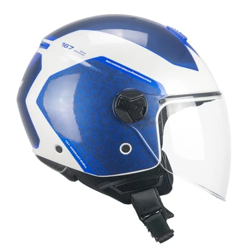 CGM FLO Casco Jet, Adultos Unisex, Blanco y Azul, X-Large