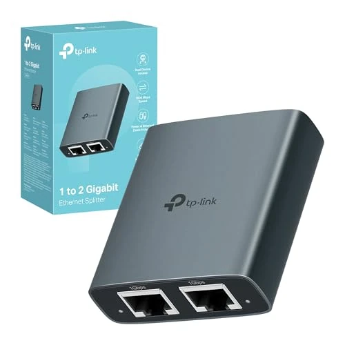 TP-Link EH210 Sdoppiatore Ethernet Gigabit, Velocità Gigabit 1000 Mbps da 1 a 2, Compatibile con Cavi Ethernet di Cat 8/7/6/5e/5, Involucro in Leghe di Alluminio, Plug&Play