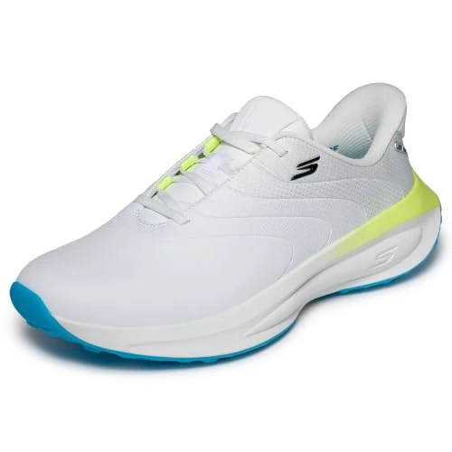 Offerta a tempo: Skechers Uomo Go Golf Mens Synthetic Upper Lace Up Spike Less Golf Shoe Slip-in ALLENATRICE, White/Blue/Yellow, 46 EU - 53% da 119.95 € a 56.10 €