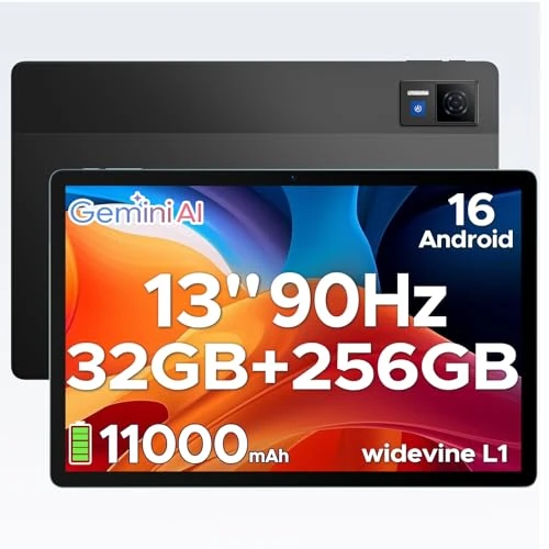 DOOGEE U13 FHD+ Tablet 13 Zoll Android 16, 32 GB RAM + 256 GB ROM (TF 2 TB) 11000 mAh 18 W, 2,2 GHz UNISOC T7280 Octa-Core Gaming Tablet, 90 Hz Widevine L1/13MP/BT 5.0/5GHz WiFi/GPS/4 Lautsprecher