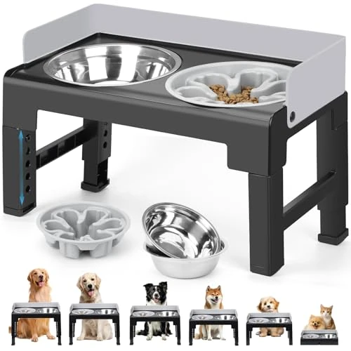 Offre limitée : Zivacate Gamelle Chien Surelevee de 6 Hauteurs RéGlables,incliné, avec Bols en Acier Inoxydable et Gamelle Anti-Glouton, Antidérapante, Convient aux Chiens de Taille Petite, Moyenne et Grande de 30.99 € à 25.60 € (17% de remise)