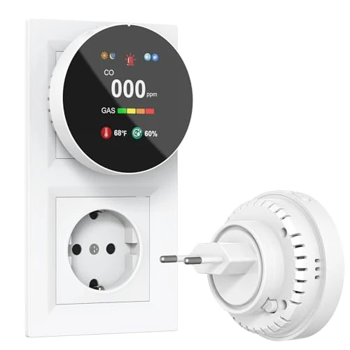 Offerta a tempo: CHZHVAN Rilevatore Gas e Monossido di Carbonio 4-in-1 Plug-in, Allarme di CO con Regolazione Luminosità Schermo, Rivelatore di Naturale Gas, Bianco - 0% da 32.99 € a 32.99 €