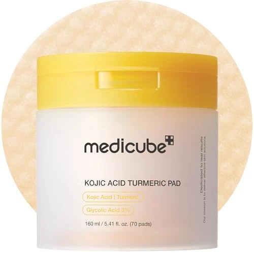 Offerta a tempo: medicube Toner Pads Kojic Acid Turmeric Clarifying Toner Pad for Troubled Skin & Use After Spot Care, Soothing with Kojic Acid, Turmeric, Niacinamide, Glycolic Acid, Korean Skin Care, 70 Pads (1 Pack) - 33% da 18.87 € a 12.70 €