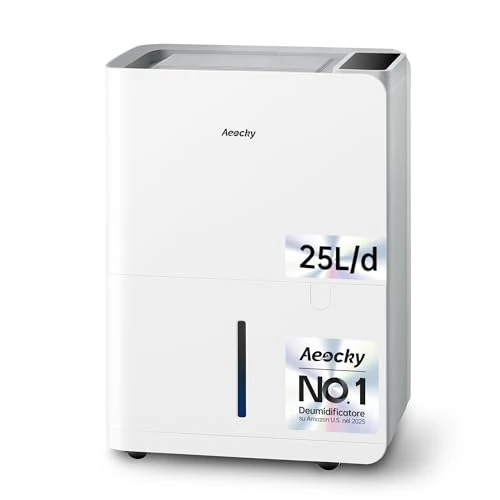 Limited offer: Max 25L/d Dehumidifier for Home, AEOCKY Applicable to 200m³ (50m²), Smart Compressor Dehumidifier with Drain Hose, for Drying Clothes, Bedroom, Bathroom, Basement from 159.56 EUR to 149.99 EUR (save 6%)