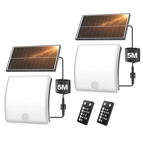 Tijdelijke aanbieding: YICAIZI Led-spot voor buiten, bewegingssensor, led-schijnwerper met zonnepaneel, afstandsbediening met 5 modi, waterdicht IP65, led-lamp op zonne-energie voor buiten, verstelbare hoek voor buiten van 26.84 EUR naar 26.84 EUR (korting 0%)