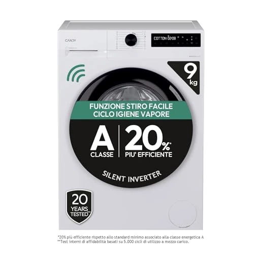 Zeitlich begrenztes Angebot: Candy ProWash 500 Waschmaschine 9 kg, 1400 U/min, Klasse A-20%, weiß | Inverter-Motor, Schnellzyklen, WLAN, App hOn, 72 dB, AI Silent Motion, Smart Spray, leise, 60 x 60 x 85 cm, BR 49B8-S von 408.19 € auf 408.19 € (0.00% Raba