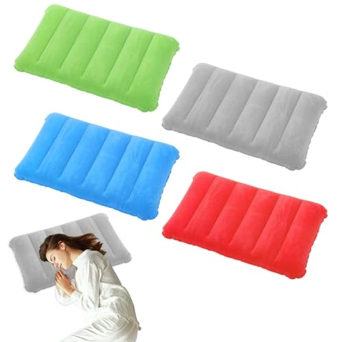 Tijdelijke aanbieding: 4 Stuks Opblaasbare Kussens voor Op Reis,47cmx30cm Opblaasbaar Strandkussen,PVC Materiaal Opblaasbaar Kussen voor Reizen,Campingreiskussen voor Outdoor,Reizen en Wandelen (Rood,Blauw,Groen,Grijs) van 7.99 EUR naar 7.99 EUR (korting 0%)