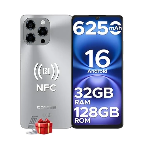 DOOGEE Note 58 Smartphone Android 16, 32 GB + 128 GB/2 TB TF Handy, 6,75 Zoll HD+ 90 Hz Bildschirm, 6250 mAh, 16 MP + 8 MP Handy, 4G Dual SIM/Octa Core/Widevine L1/NFC/OTG/Face ID/GPS, natürlich
