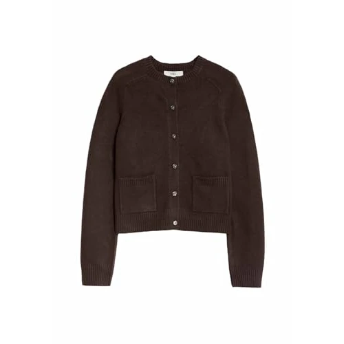 Offerta a tempo: Marks & Spencer Cardigan Corto in Filato Air‑Yarn con Collo Giro e Bottoni Frontali da Donna Marrone - 50% da 43.00 € a 21.50 €