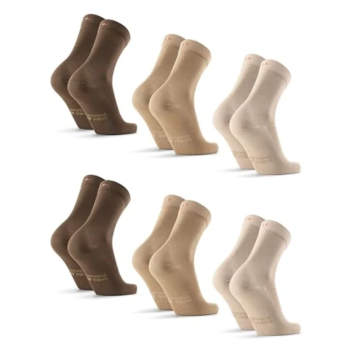 DANISH ENDURANCE Chaussettes en Fibre de Bambou, Homme Femme, 6 Paires, Multicolore (2xSable, 2xBeige, 2xMarron), 43-47