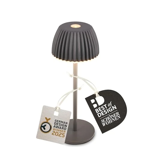 Offerta a tempo: BRILONER - Riffle Nano LED lampada da tavolo senza fili IP44 con bordo luminoso, 6 x 15,5 cm, dimmer touch, batteria sostituibile, lampada da comodino, lampada a LED, lampada a batteria, German Design - 0.00% da 19.95 € a 19.95 €