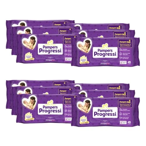 Offerta a tempo: Pampers Progressi Salviette Umidificate per Neonati e Bambini, 810 Unità (18 Confezioni), Formato Scorta, Pelli Sensibili, Senza Profumi Aggiunti, 0% Alcol e Parabeni, Protezione da Irritazioni - 20% da 35.89 € a 28.71 €
