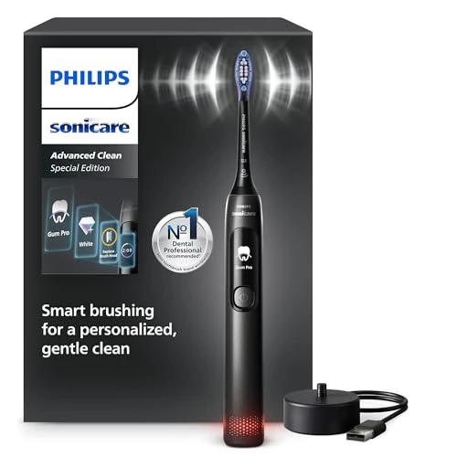 Oferta limitada: Philips Sonicare AdvancedClean Limited Edition, Cepillo de dientes eléctrico - Smart Screen, sensor de presión, recambio del cabezal de cepillado, 5 modos de cepillado y SmarTimer, negro, HX3792/11 de 199.99 EUR a 79.99 EUR (ahorro 60%)