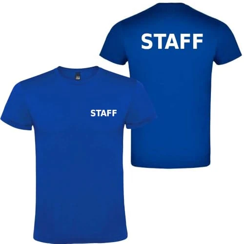 Offerta a tempo: T-shirt in cotone con scritta "STAFF" davanti e dietro (Blu Royal, 3XL) - 0.00% da 16.99 € a 16.99 €