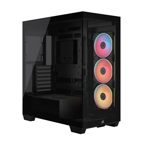 CORSAIR 3500X LX-R RGB iCUE LINK Mid-Tower PC-Behuizing – 3x Voorgeïnstalleerde LX120-R RGB-Ventilatoren, Inclusief iCUE LINK-Systeemhub, Geschikt Voor Maximaal 10x 120mm-Ventilatoren – Zwart