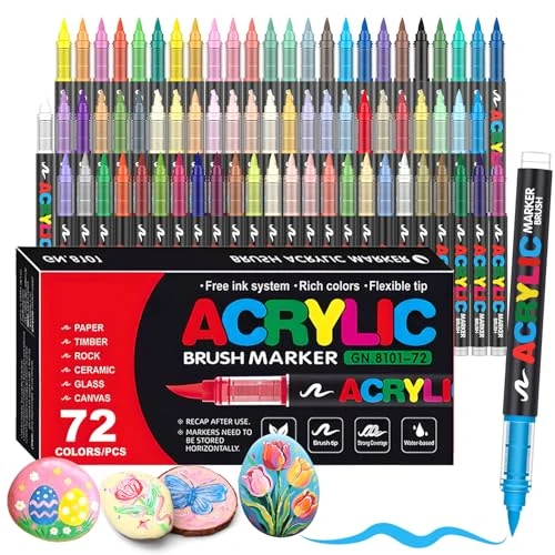 Zeitlich begrenztes Angebot: Melifluo 72 Acrylstifte Wasserfest – Acrylmarker mit Pinselspitze 1–6 mm & Direktfluss, Wischfest & Wetterfest – Acryl Stifte für Steine, Glas, Holz, Keramik, Stoff & Leinwand – Künstlerset von 39.98 € auf 32.28 € (19% Rabatt)