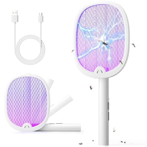 Offerta a tempo: YISSVIC Racchetta Zanzare Elettrica Pieghevole 4000V Ricaricabile USB-C 1800mAh, Potente Antizanzare per Mosche e Falene Bianco - 5% da 16.99 € a 16.14 €