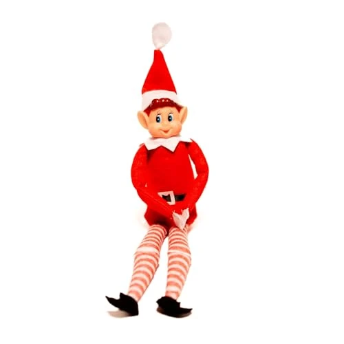 Twentitu Gruselige Elfe (Boy) 40 cm, Weihnachtselfe, weicher Plüsch, Arme und Beine für bezaubernde Weihnachtsdekorationen, magische Weihnachtsdekorationen, traditionelle Weihnachtselfen für die
