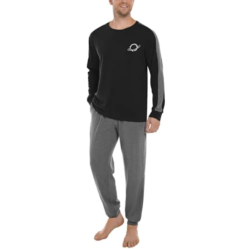 Oferta ograniczona: Męska piżama zimowa bawełniana długa ciepła piżama 2-częściowa z kieszeniami zestaw piżamowy z okrągłym dekoltem bielizna nocna z długim rękawem wygodna S-XXL z 137.48 EUR na 137.48 EUR (znizka 0%)