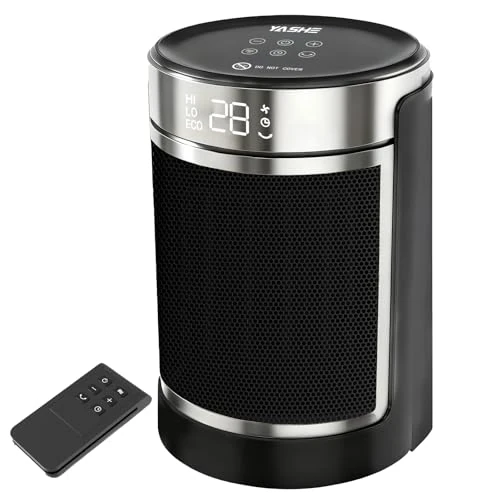 Oferta limitada: YASHE Calefactor Bajo Consumo PTC de 1500 W Con Ventilador y Ahorro de Energía, Control Remoto, Protección Contra, Oscilación de 70°, Sobrecalentamiento y Vuelco, Temporizador de 1 a 24 h de 49.99 EUR a 39.99 EUR (ahorro 20%)