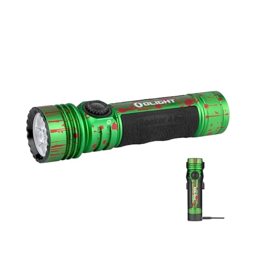 OLIGHT Seeker 4 Pro LED-zaklamp met holster, 4600 lumen, 260 meter, oplaadbare USB-C-lamp met 15 dagen batterijduur, draagbare zaklamp voor dagelijks gebruik, buiten (zombiegroen)
