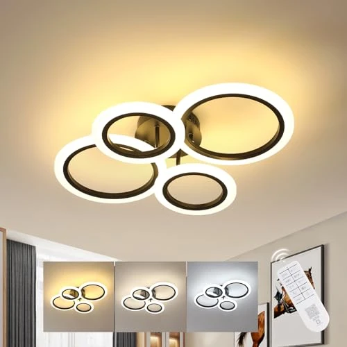 Offre limitee: DELIPOP Plafonnier LED Dimmable, Moderne Lampe de Plafond 32W 3600LM avec Télécommande, 3000K-6500K Luminaire Plafonnier Rond, Lampe Lustre pour Salon Bureau Cuisine Ø57CM-Noir de 52.99 EUR a 52.99 EUR (economie 0%)