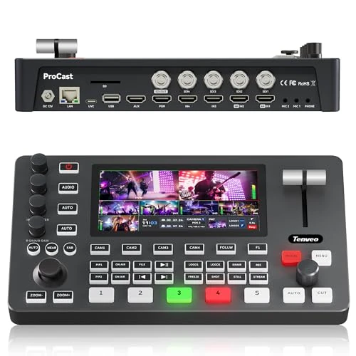 Offerta a tempo: Tenveo Mixer Commutatore Video Switcher 4K 60FPS per Live Streaming, Ingressi 4x SDI e 4x HDMI, Uscita 1080P 60FPS, Schermo FHD 5.5”, Registratore Video USB, Supporto Telecamere PTZ e Controller - 0.00% da 699.00 € a 699.00 €