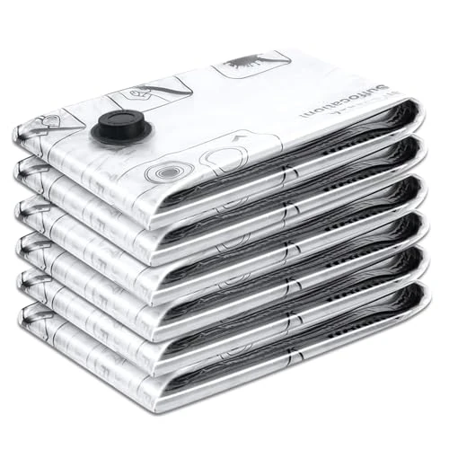 Offerta a tempo: iWarmbase 6 Pezzi Buste Sottovuoto Vestiti（60x40cm）Sacchetti Salvaspazio Sottovuoto, Sacchi Sottovuoto Vestiti per Armadi,Valigie,Lenzuola,Cuscini,Coperte,Viaggi,Traslochi - 23% da 10.99 € a 8.46 €