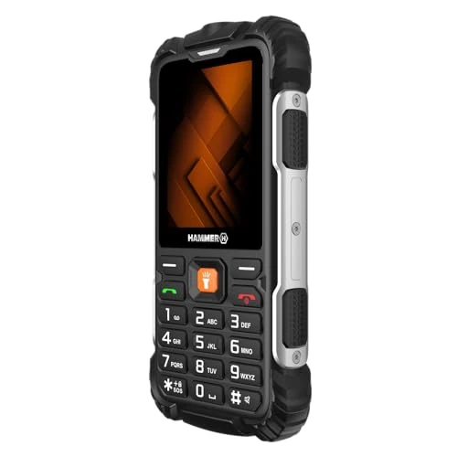 Offerta a tempo: Hammer H Forge Telefono cellulare da esterno senza contratto, 32 GB, batteria da 2300 mAh, display TFT da 2,4", torcia, IP68, radio FM, jack da 3,5 mm, 2 MP, USB-C, doppia SIM, antipolvere - 3% da 44.62 € a 43.13 €