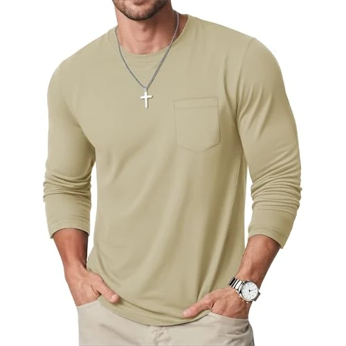Offerta a tempo: MAGCOMSEN Maglietta da Uomo a Maniche Lunghe, Scollo Rotondo con Tasca sul Petto Traspirante Casual per Tutti i Giorni - 0.00% da 31.98 € a 31.98 €