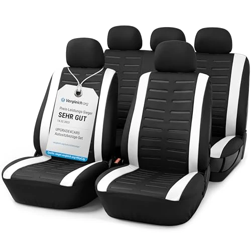 Oferta limitada: Upgrade4cars Fundas Asientos Set Universal Versión 2026 | Protectores para Delanteros y Trasero en Blanco | Accesorios Coches Interior Decoración de 49.95 € a 42.46 € (ahorro 15%)