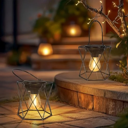 Begrenztes Angebot: Solarlampen für Außen Hängend/Stehend 2 Stück - X-Form Solar Lampions Außen Wetterfest - Solar Laternen mit LED Glühbirne Warmweiss für Gartendeko, Balkon, Terassendeko, Camping Lampe von 16.99 EUR auf 16.99 EUR (Rabatt 0%)