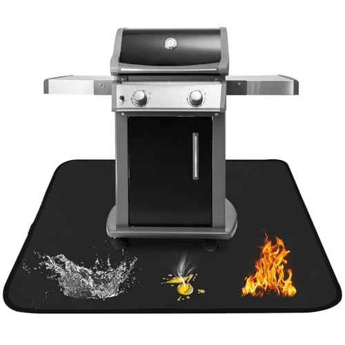 Strehknewen Tappeto Da Esterno Barbecue (79 cm x 61 cm), Tappeto Ignifugo Per Barbecue, Fibreglass for Patio and Balcony, Waterproof and Oil Resistant, Protective Mat for Gas Grill, Electric Grill