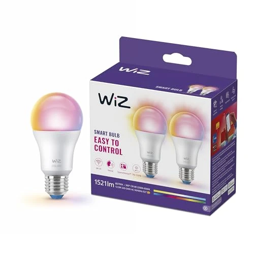 Offre limitée : WiZ Smart Bulb, Ampoule LED connecté A60, Lumière multicolore, Pack de 2 de 28.60 € à 20.99 € (27% de remise)