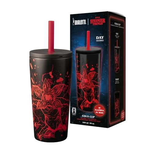 Tijdelijke aanbieding: Bialetti Tumbler Stranger Things Thermosbeker met rietje, licht op in het donker, perfecte afdichting bij temperaturen, vaatwasmachinebestendig, 900 ml van 18.39 € naar 18.39 € (0.00% korting)