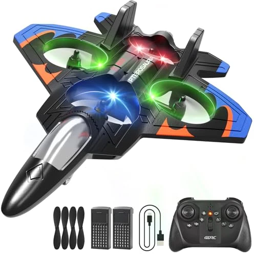 Offre limitee: 4DRC V32 Avion RC en Mousse avec lumières, 2 Piles incluses, Flip 360°, système gyro de stabilisation, 3 Vitesses régl., Avion de Chasse RC Jouet-Cadeau pour Enfants, débutants & Adultes, Bleu de 42.99 EUR a 34.29 EUR (economie 20%)
