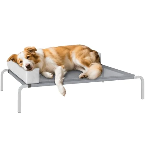 Offerta a tempo: PawHut Lettino per Cani, Brandina 110x75x30 cm Grigio Chiaro e Argento - 41% da 49.95 € a 29.47 €