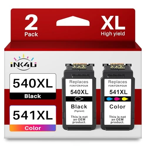 Oferta limitada: INK4U 540XL 541XL Tinta Compatibles con Canon PG-540XL CL-541XL Cartuchos de Tinta Compatibles con MG3650S TS5150 TS5151 TS5100 MG3650 MG3550 (1 en Color Negro y 1 Cartucho Multicolor) de 38.99 € a 35.14 € (ahorro 10%)