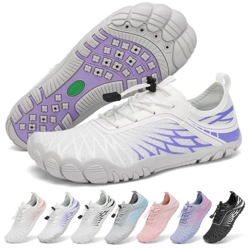 Offerta a tempo: SAGUARO Scarpe Barefoot Minimaliste Donna Scarpette da Acqua Traspiranti Asciugatura Rapida Scarpe da Scoglio Antiscivolo per Bagno Spiaggia Yoga Surf, Viola Chiaro, 40 EU - 11% da 32.99 € a 29.33 €