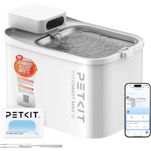 Offerta a tempo: PETKIT EVERSWEET MAX 2 Fontanella per Gatti Senza Fili, 3L Fontana per Gatti con Sensore, Lavabile in Lavastoviglie, 25dB Ultra Silenziosa, Controllo App Intelligente, 5000 mAh Grande Autonomia - 16% da 94.99 € a 79.99 €