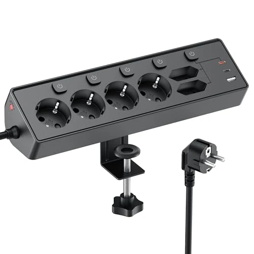 Offerta a tempo: Ciabatta Multipresa con USB, 6 Prese di Corrente e 3 USB, PD 30W Ciabatta Elettrica with Surge Protection, Multipresa Elettrica di da 2 M con Interruttore per Scrivania, Ufficio, Casa - 0.00% da 29.99 € a 29.99 €