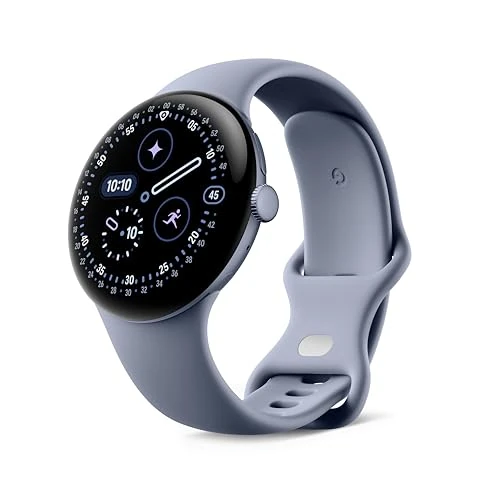 Google Pixel Watch 4 (45 mm) - Smartwatch Android con tracker per fitness e benessere, e assistente virtuale Gemini - Cassa in alluminio grigio argento - Cinturino sportivo grigio argento - LTE