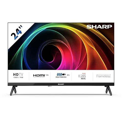 SHARP 32HA1305E – Non-SMART 32" HD, Rahmenlos, 60 Hz, Audio 2x8 W, HDMI x3, USB x2, Farbe Schwarz
