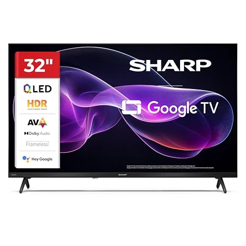Sharp 32HF3365E - GOOGLE TV, 32 inch HD, FRAMELESS, 60 Hz, QLED, Google Assistant with Microphone, Audio 2 x 8 W, Chromecast, Bluetooth, HDMI x3, USB x2, Black