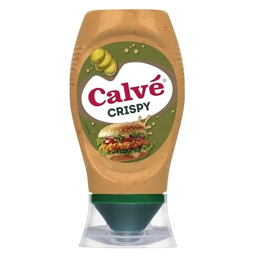 Offerta a tempo: Calvé Salsa Crispy, Formato 250 ml Top Down, Salsa con Cetriolini e Cipolla Ispirata ai Fast Food, Gusto Intenso e Cremoso per Burger, Sandwich, Nuggets e Snack Salati - 20% da 2.49 € a 1.99 €