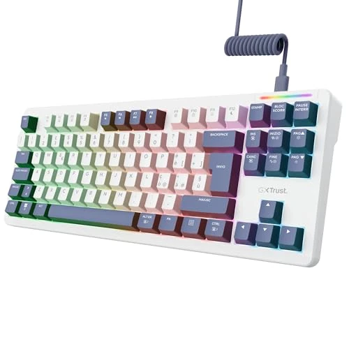 GXTrust 872 Xyra Gasket TKL Italian QWERTY Mechanical Keyboard, Creamy Hot-Swap Gaming Keyboard 80% Programmable USB, RGB Backlight, Leobog 60M 5-pin Linear Switches, White