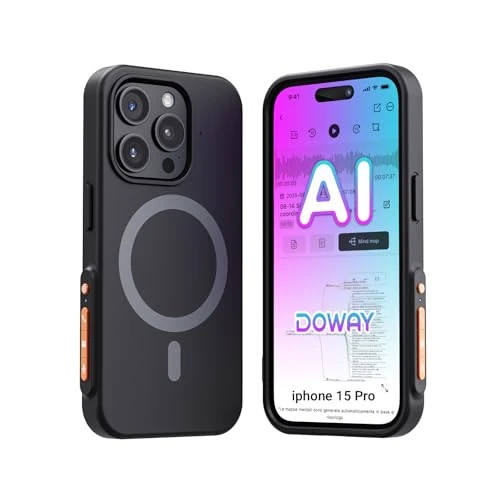 NUASI Audiorecordercase voor iPhone15 Pro, zwart