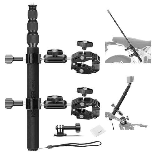 Offerta a tempo: NEEWER Kit di Supporto Fotocamera da Moto, Asta Selfie Invisibile per Manubrio Bici, Teste Sfera 360°, Super Clamp e Panno Pulizia, Compatibile con GoPro Insta360 DJI AKASO Action Cam per Video, GP-30 - 0.00% da 63.99 € a 63.99 €